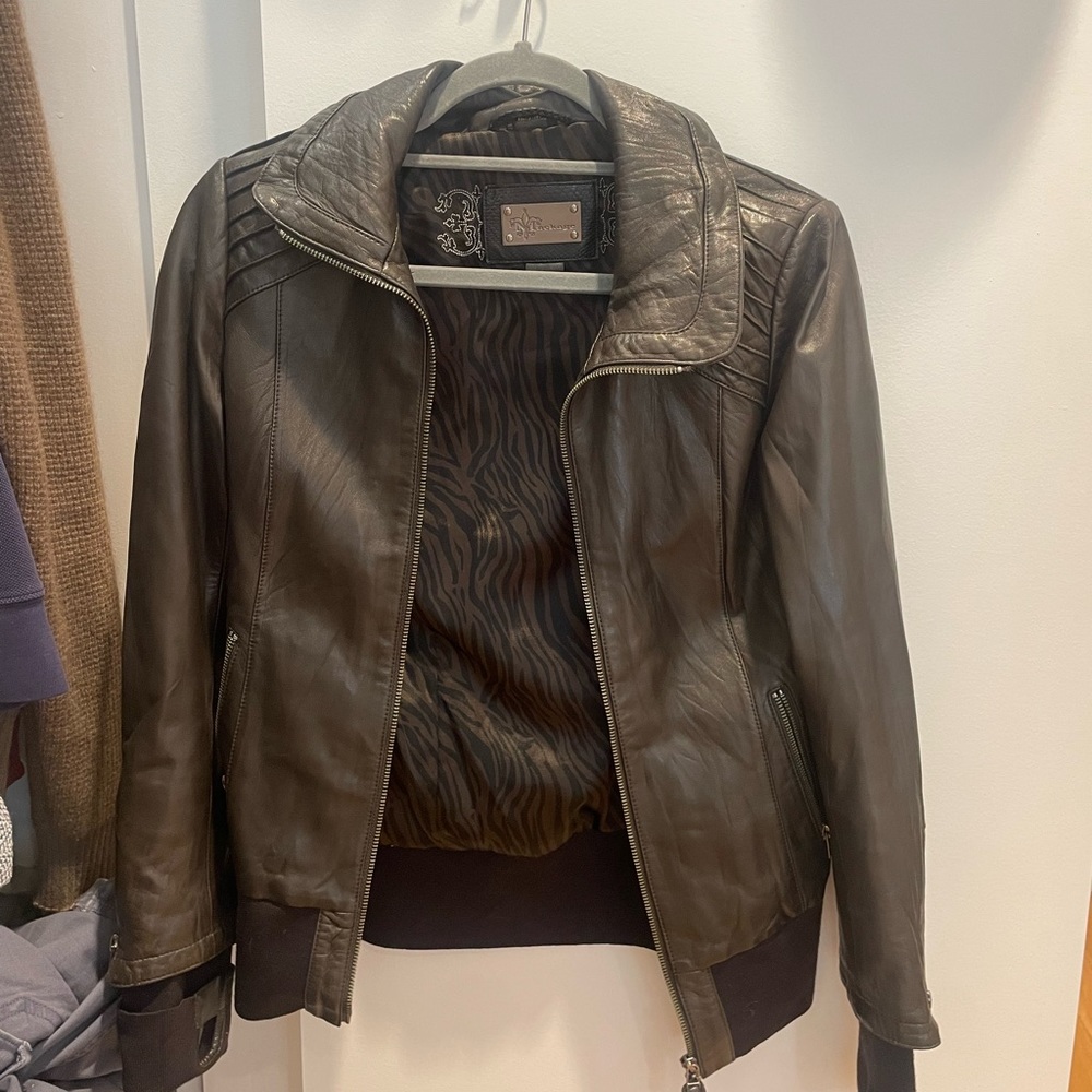 Mackage dark brown leather jacket
